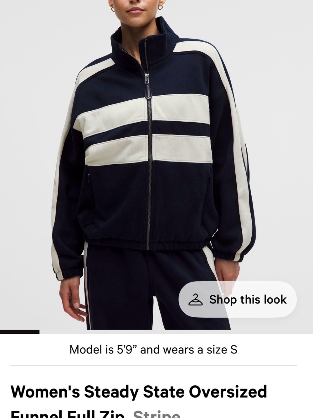 lululemon athletica Navyand White Funnel Neck Track Jacket